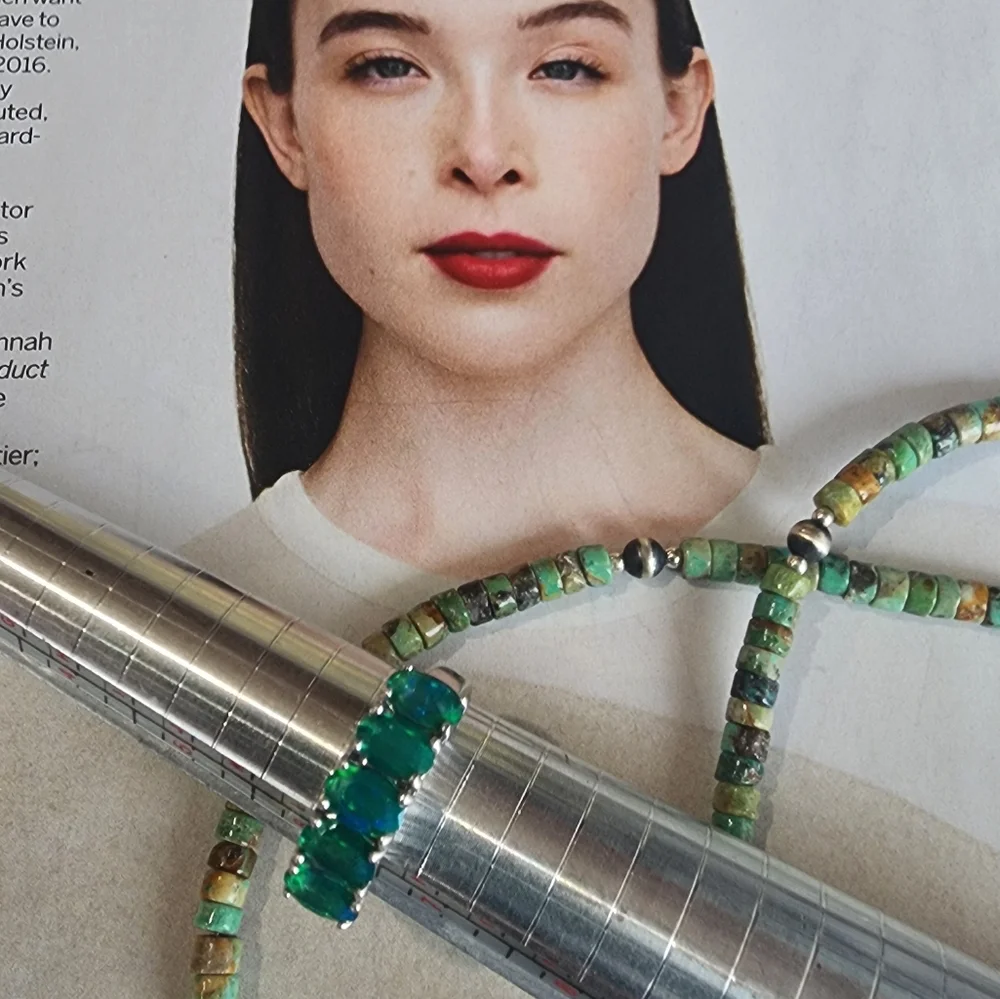 Genuine Ethiopian OPAL STERLING Silver Ring SIZE 6.5 - Picture 12 of 12